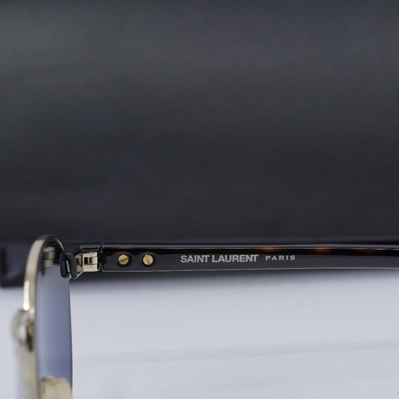 Saint Laurent SL707 004 Round Sunglasses - Gold & Havana/Blue - Picture 8 of 10